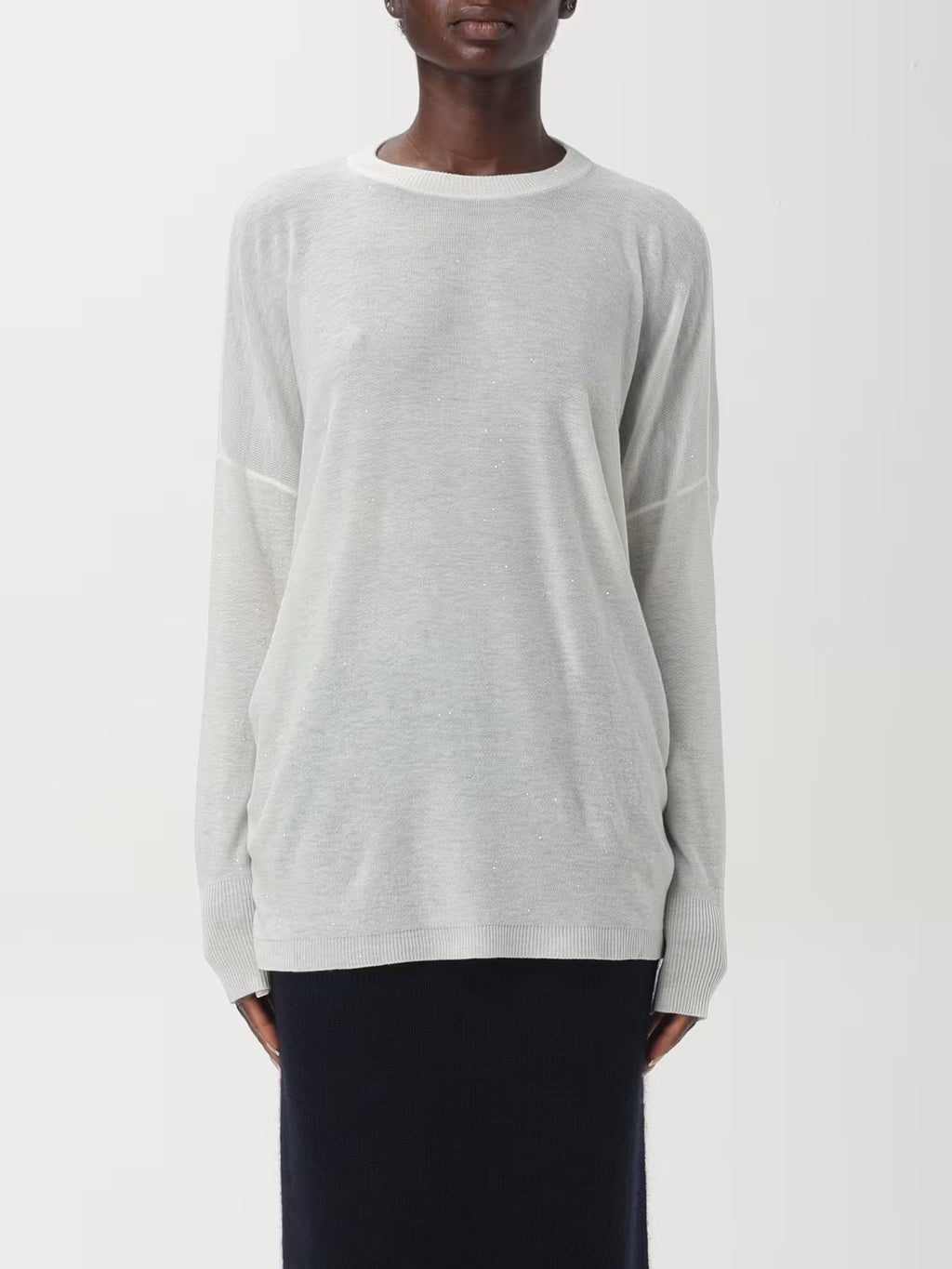 Fabiana Filippi Oversized Crew Neck Sweater - White