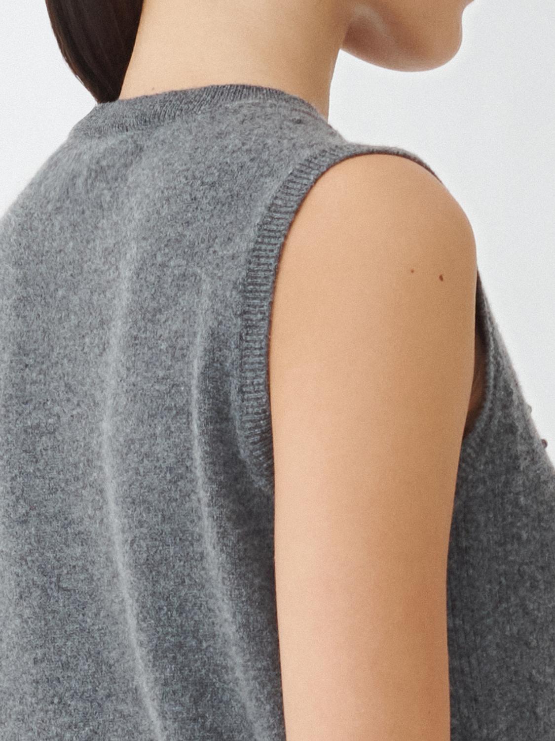Fabiana Filippi Bubble Stitch Crew Neck Vest - Grey