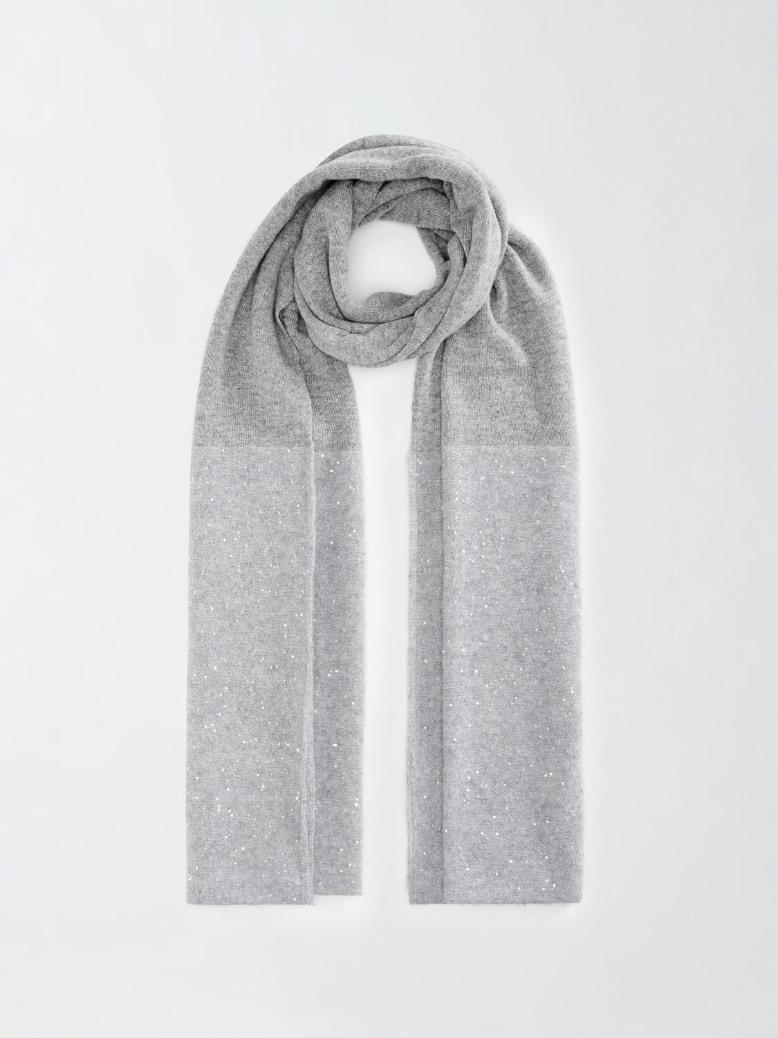 Fabiana Filippi Sequin and Platinum Maxi Scarf -Gray-Size U