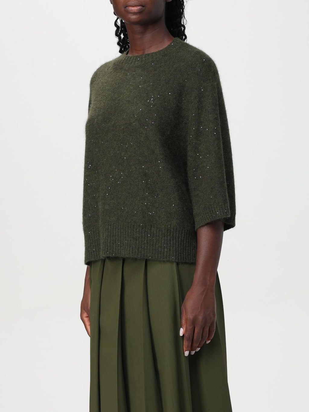 Fabiana Filippi Cropped Short Sleeve Cape - Green