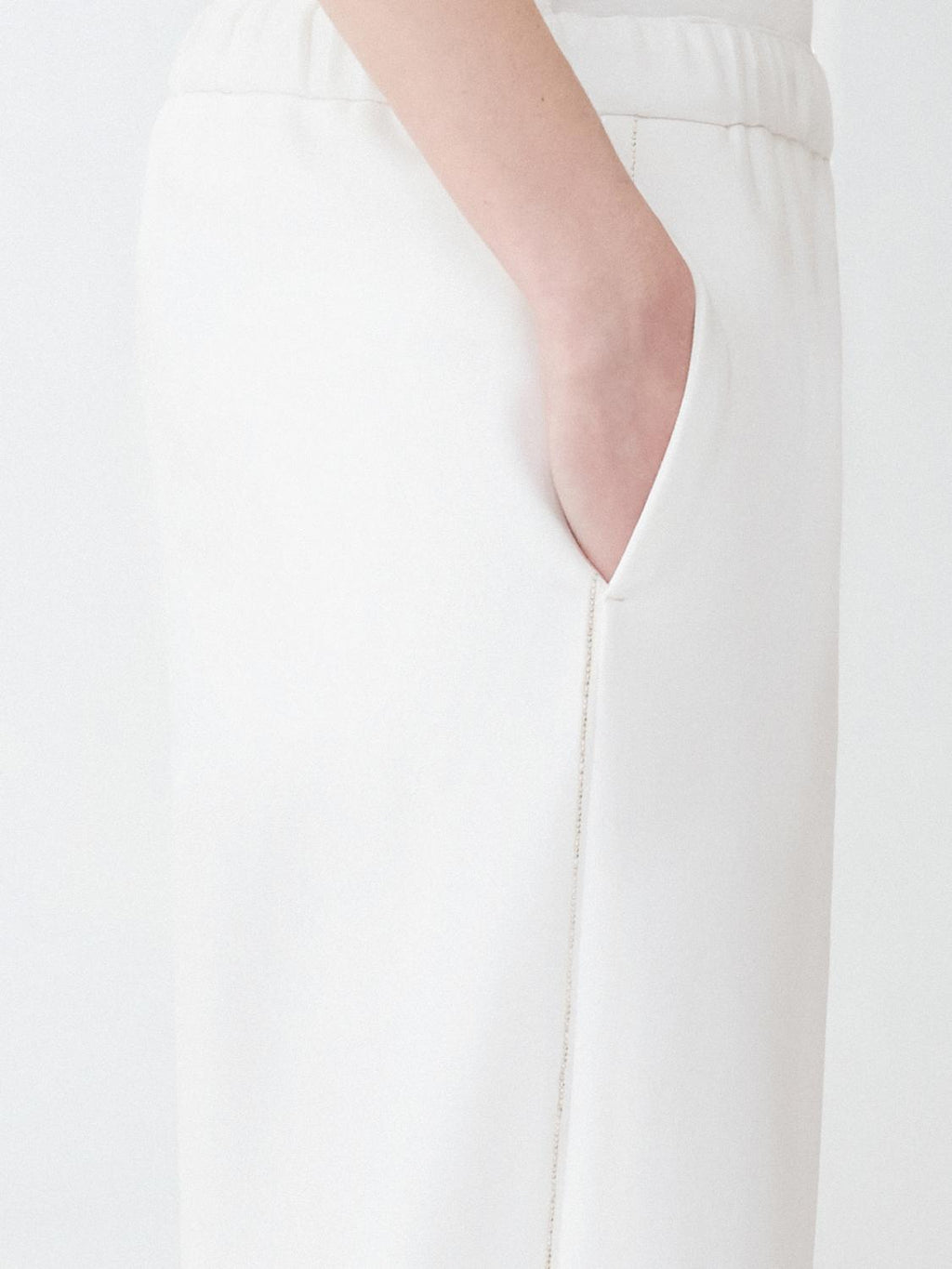 Fabiana Filippi Milano Stitch Jersey Jogging Fit Trousers with Filo Diamante - White