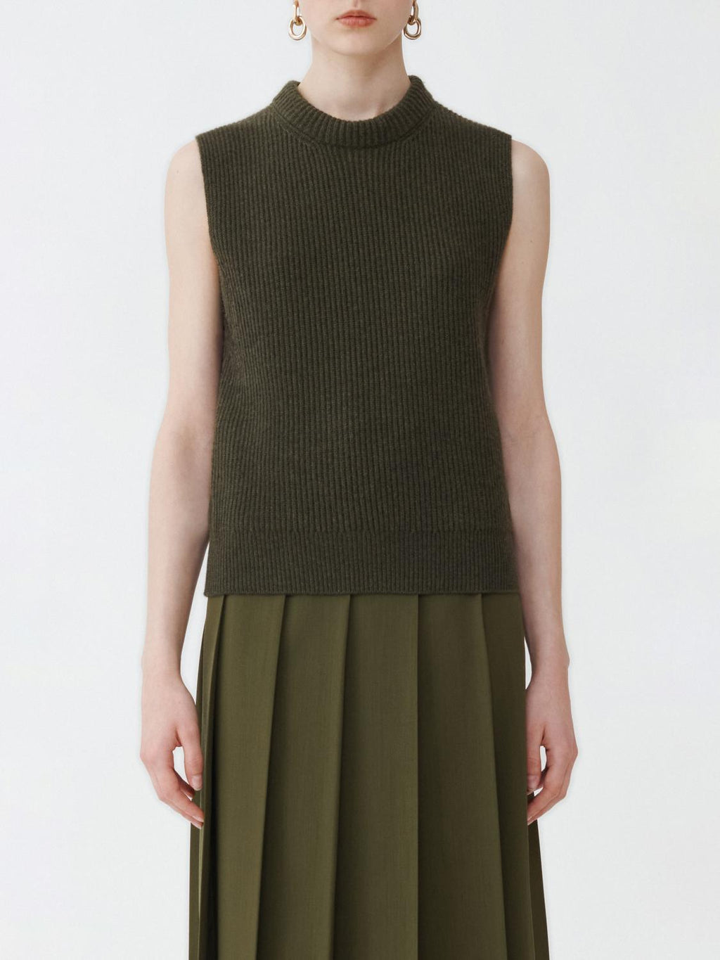 Fabiana Filippi Ribbed Cashmere Vest - Olive Green