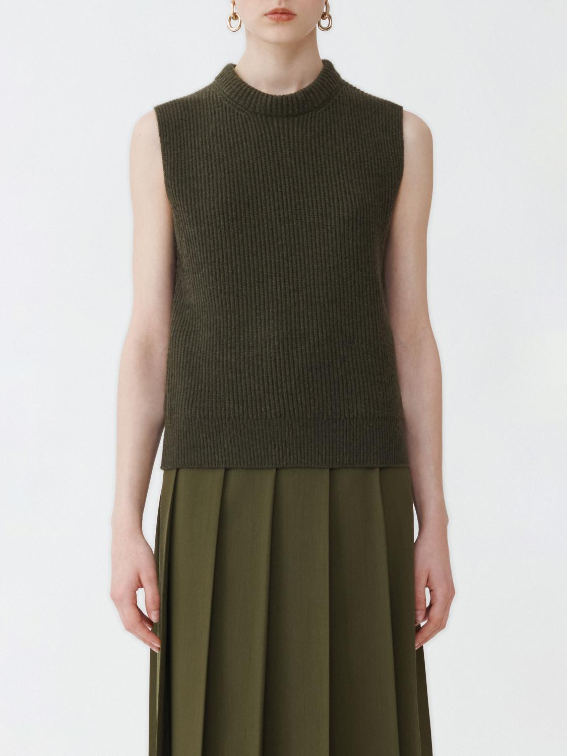 Fabiana Filippi Ribbed Cashmere Vest - Olive Green