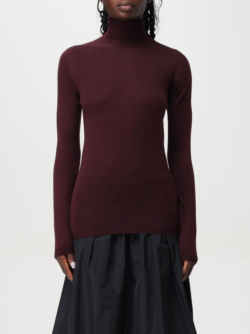 Fabiana Filippi Cashmere-Silk Turtleneck Sweater - Burgundy