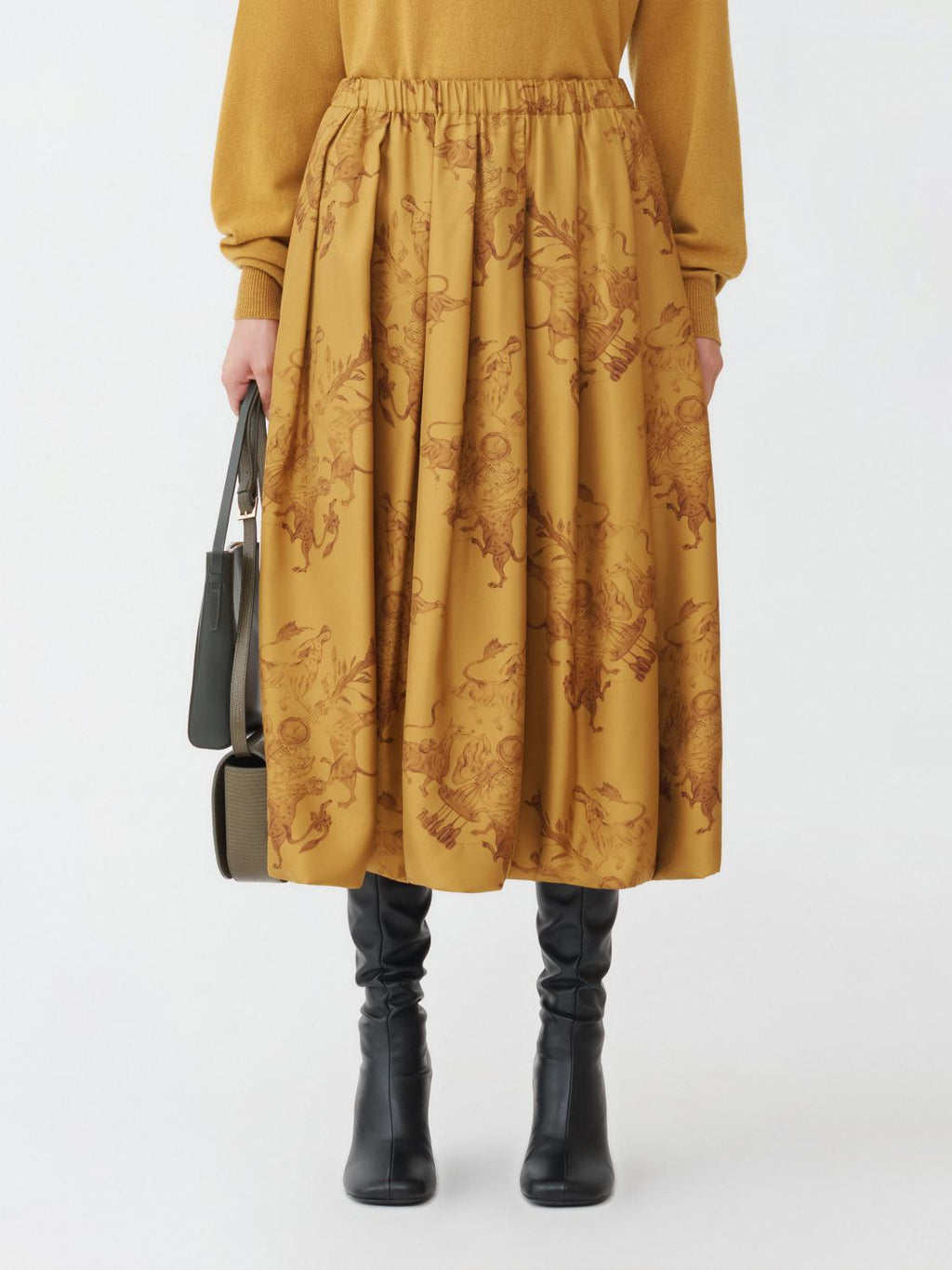 Fabiana Filippi Fabula Vitae Print Pleated Midi Skirt - Yellow