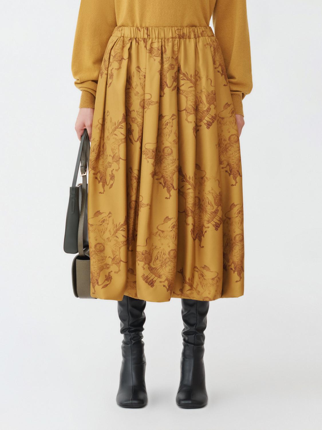 Fabiana Filippi Fabula Vitae Print Pleated Midi Skirt - Yellow
