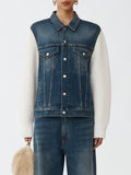 Fabiana Filippi Oversize Indigo Denim Jacket with Knit Detail - Indigo
