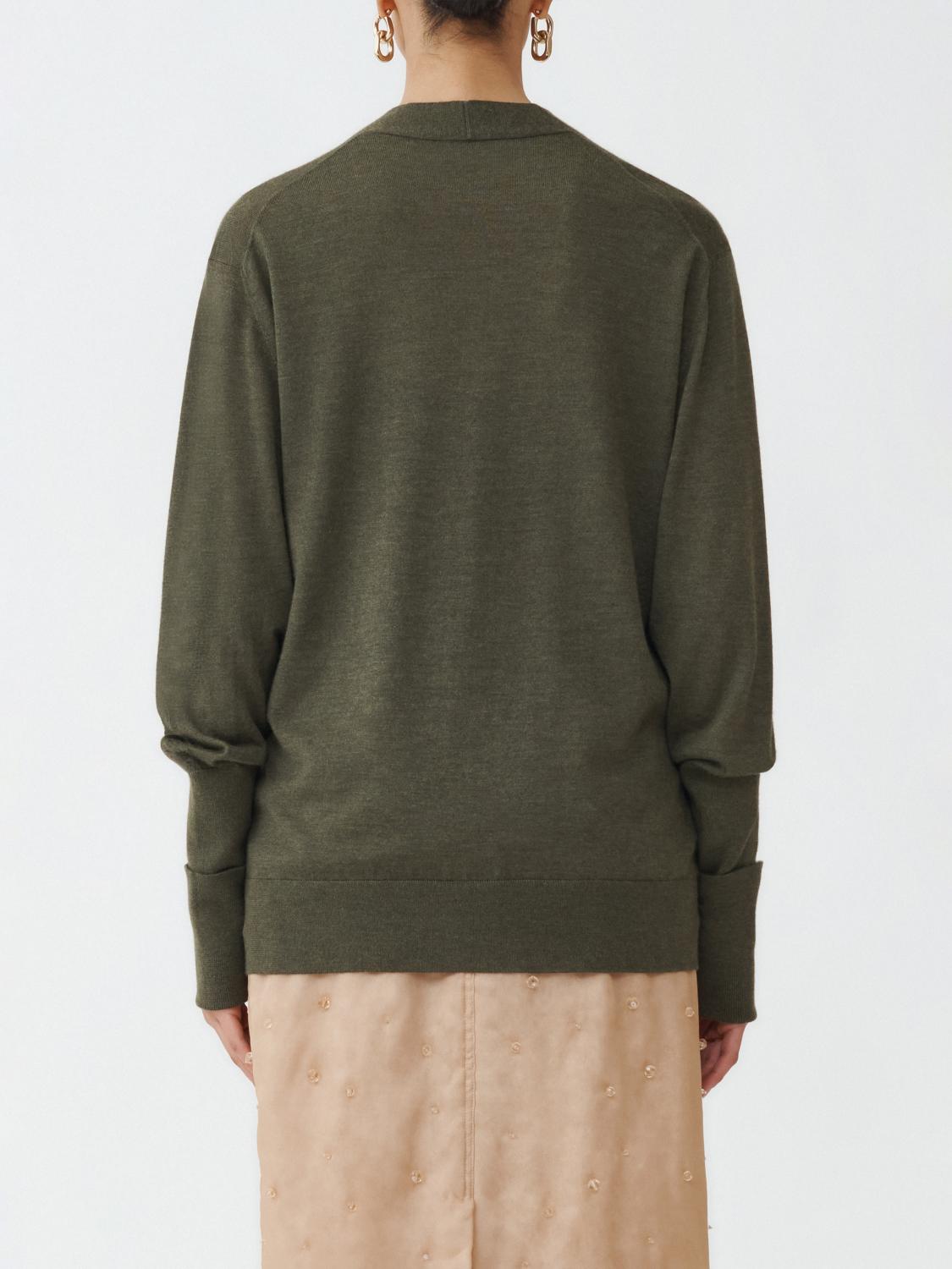 Fabiana Filippi Cashmere-Silk Cardigan with Turn-Up Cuff - Olive Green