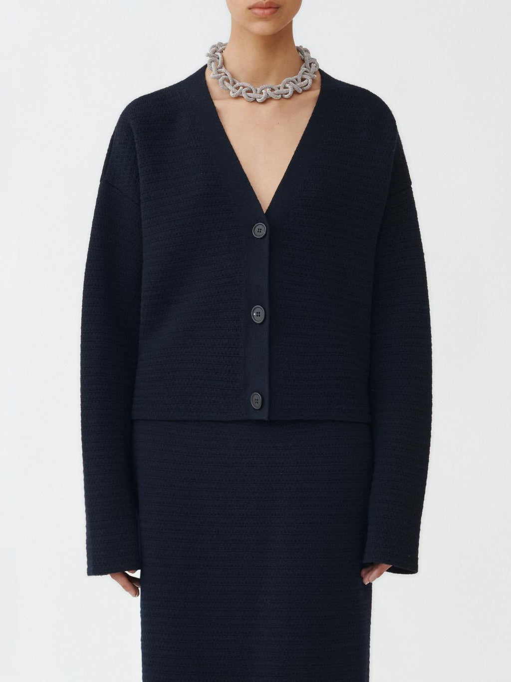 Fabiana Filippi Mat Stitch Cardigan - Navy Blue