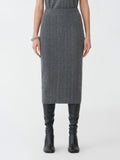 Fabiana Filippi Bubble Stitch Platinum Knit Long Skirt - Gray