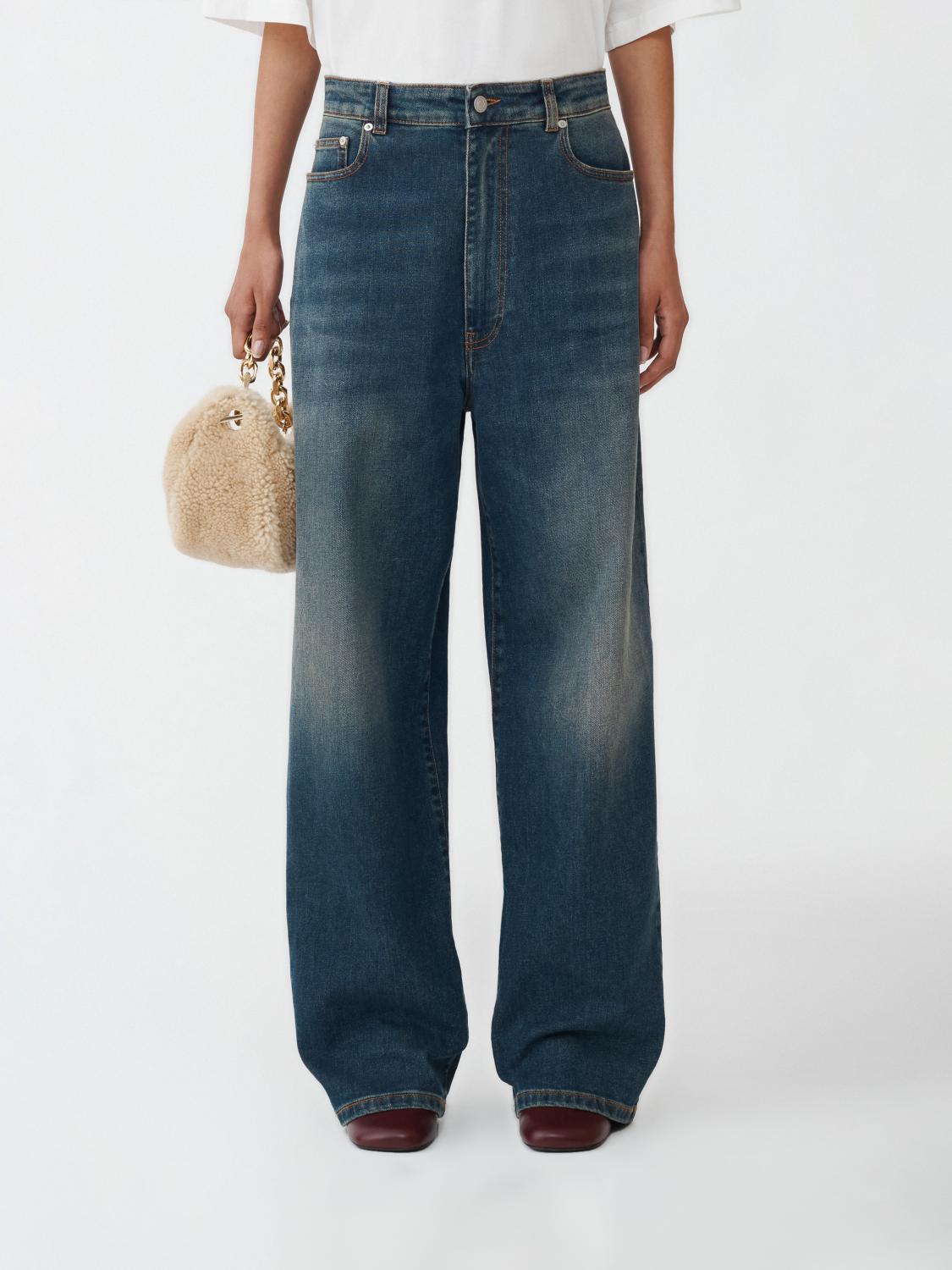 Fabiana Filippi Stretch Denim 5-Pocket Wide Leg Trousers-Blue