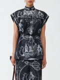 Fabiana Filippi Sleeveless Top with Front Puckering - Blue