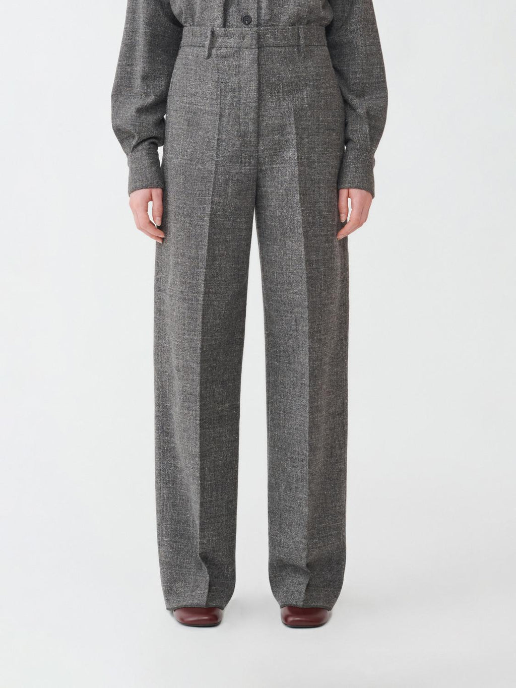 Fabiana Filippi Malfilé Flannel Wide Leg Trousers - Gray