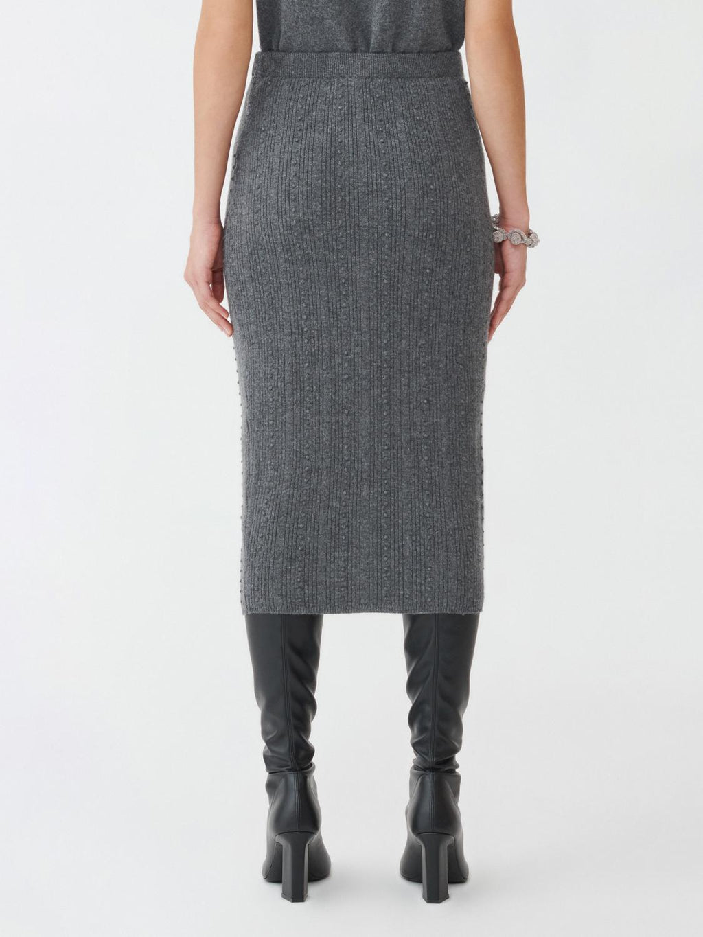 Fabiana Filippi Bubble Stitch Platinum Knit Long Skirt - Gray