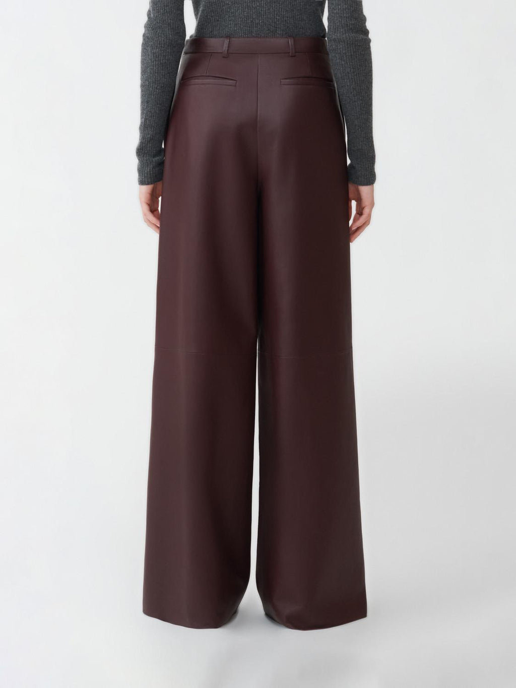 Fabiana Filippi Leather Wide Leg Trousers - Burgundy