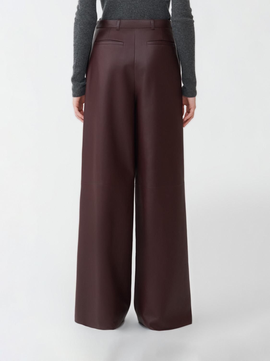 Fabiana Filippi Leather Wide Leg Trousers - Burgundy