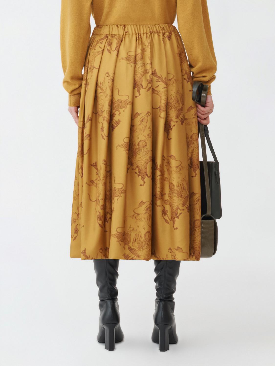 Fabiana Filippi Fabula Vitae Print Pleated Midi Skirt - Yellow