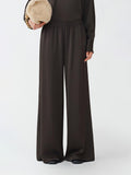 Fabiana Filippi Viscose Satin Wide Leg Trousers - Brown