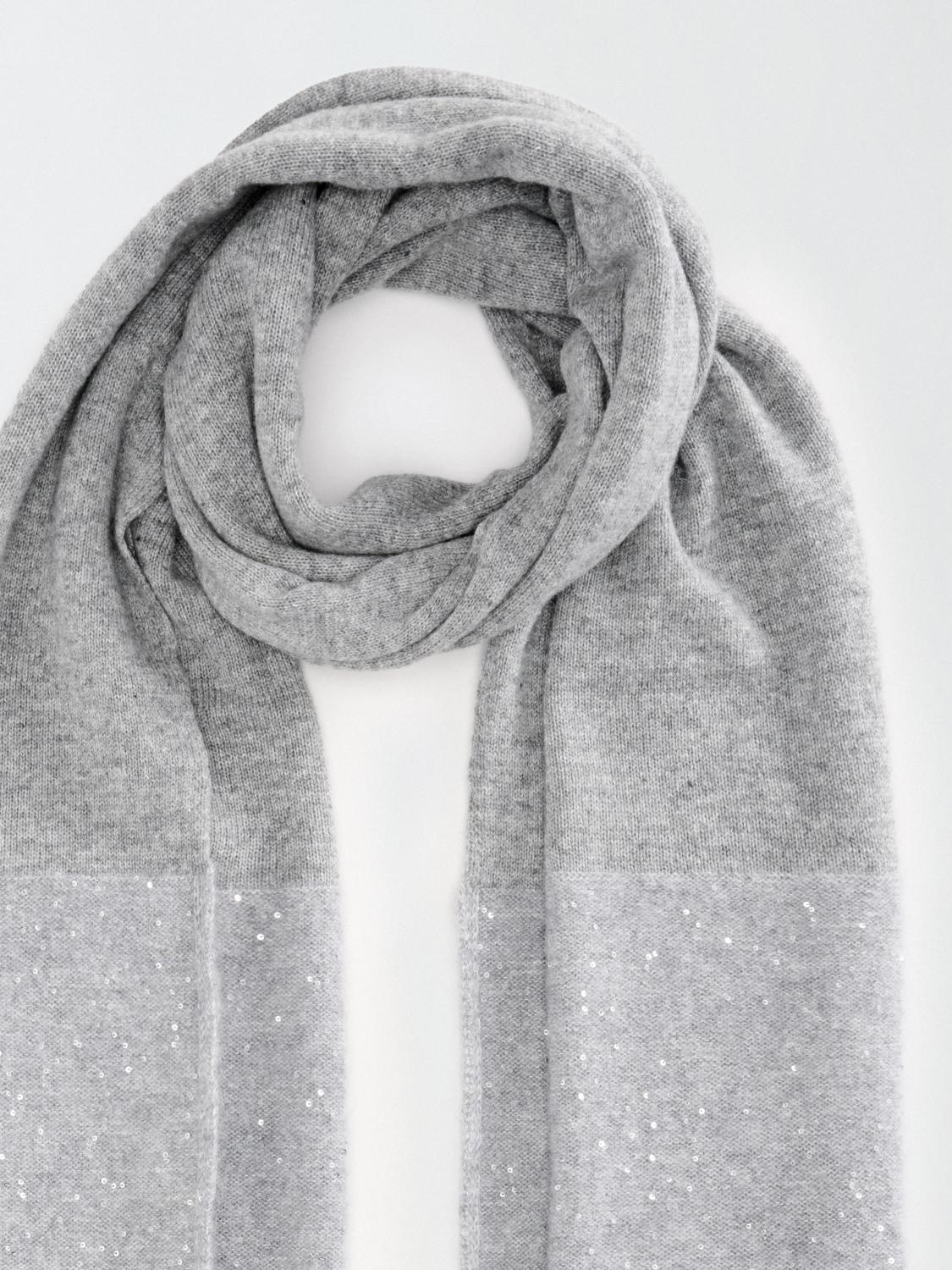 Fabiana Filippi Sequin and Platinum Maxi Scarf -Gray-Size U