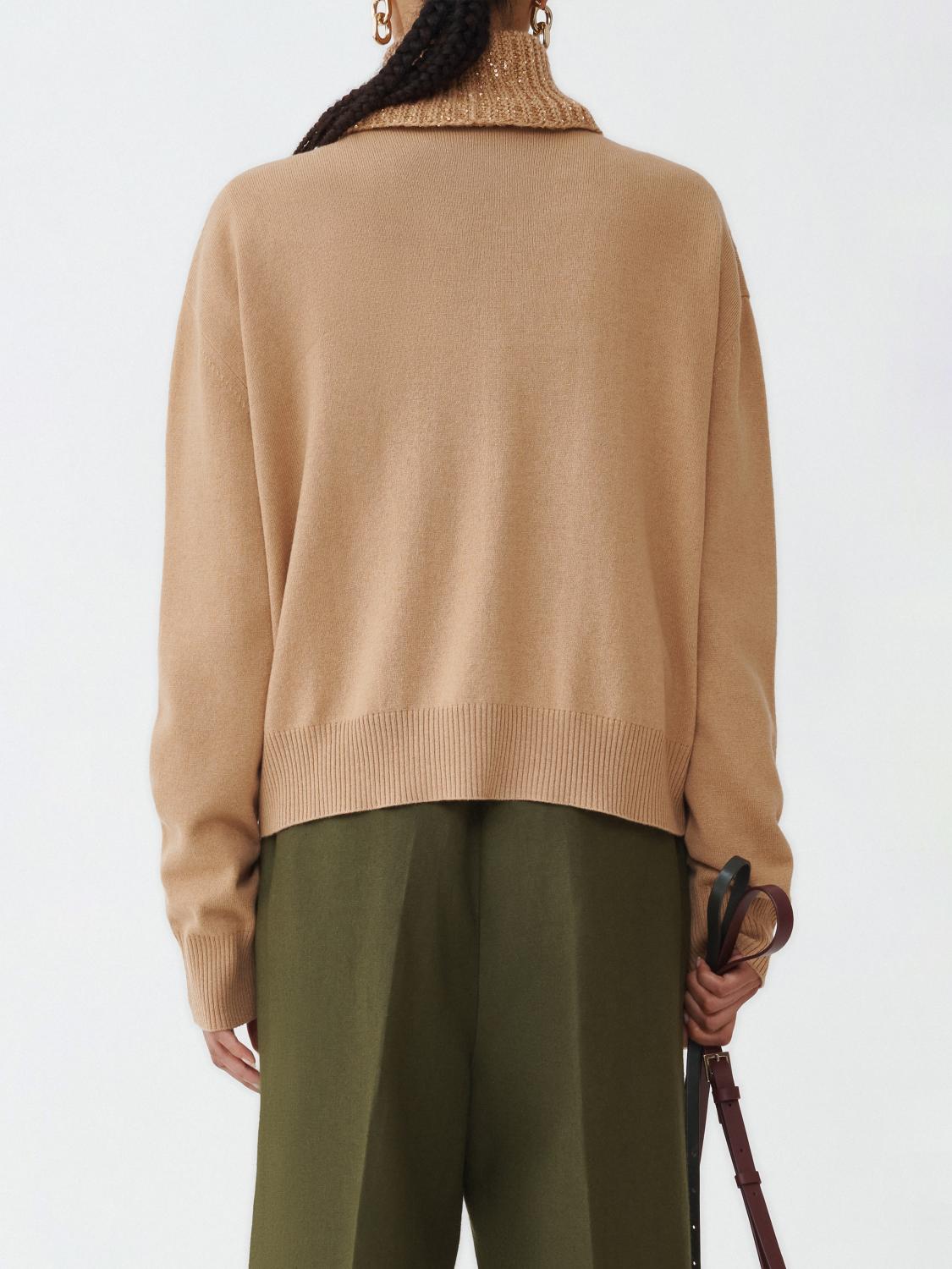 Fabiana Filippi Turtleneck Sweater with Sequin Collar - Light Tan