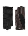 Salvatore Ferragamo Men's Black Leather and Fabric Gloves