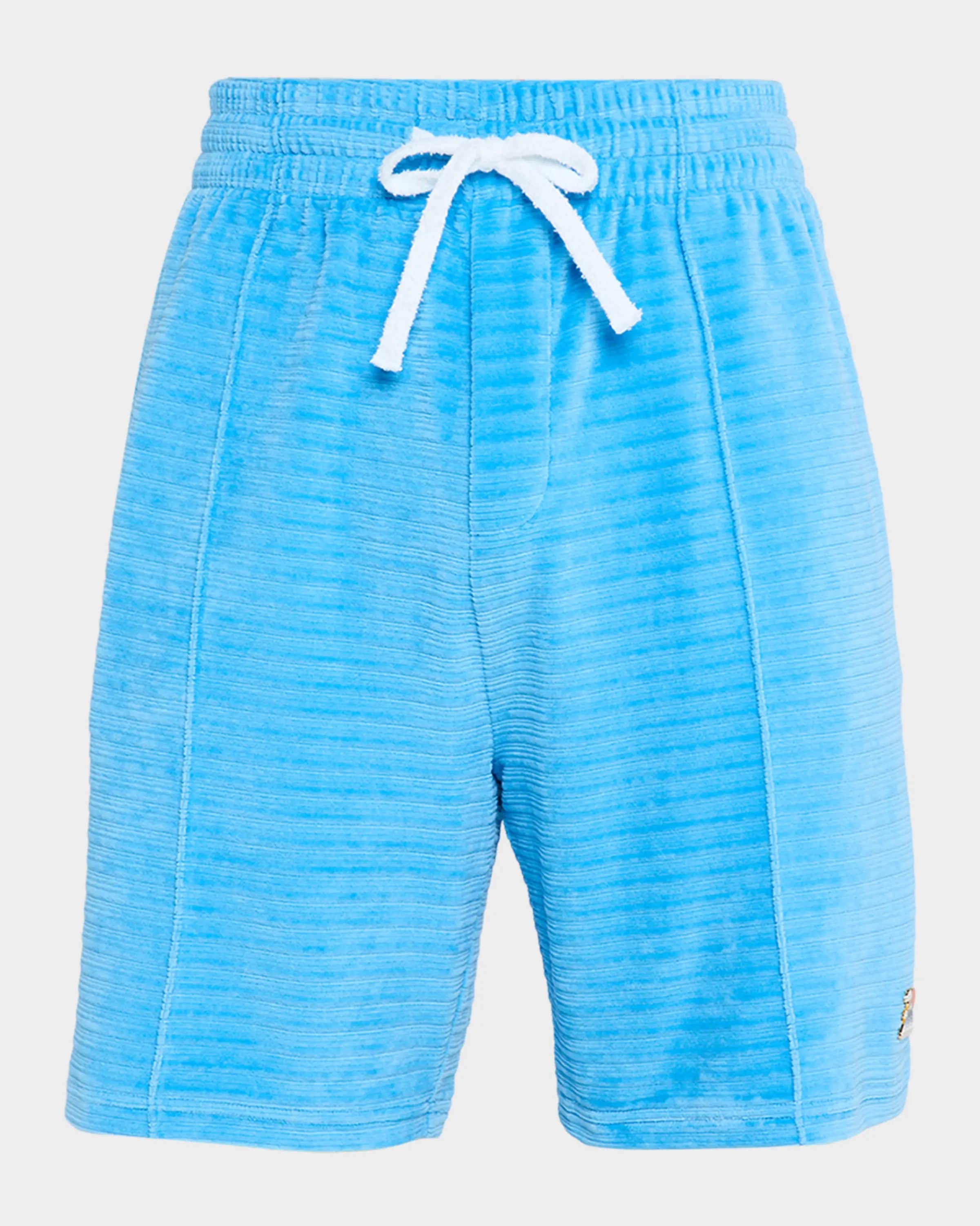CasaBlanca Men's Velour Pintuck-Pleated Drawstring Shorts