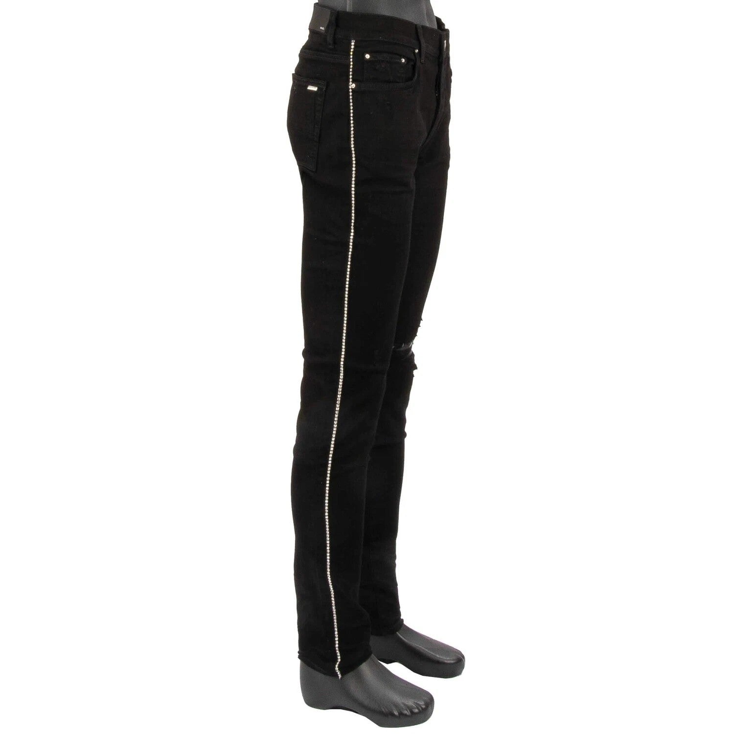 Amiri Crystal Track Denim Jeans- Black Od