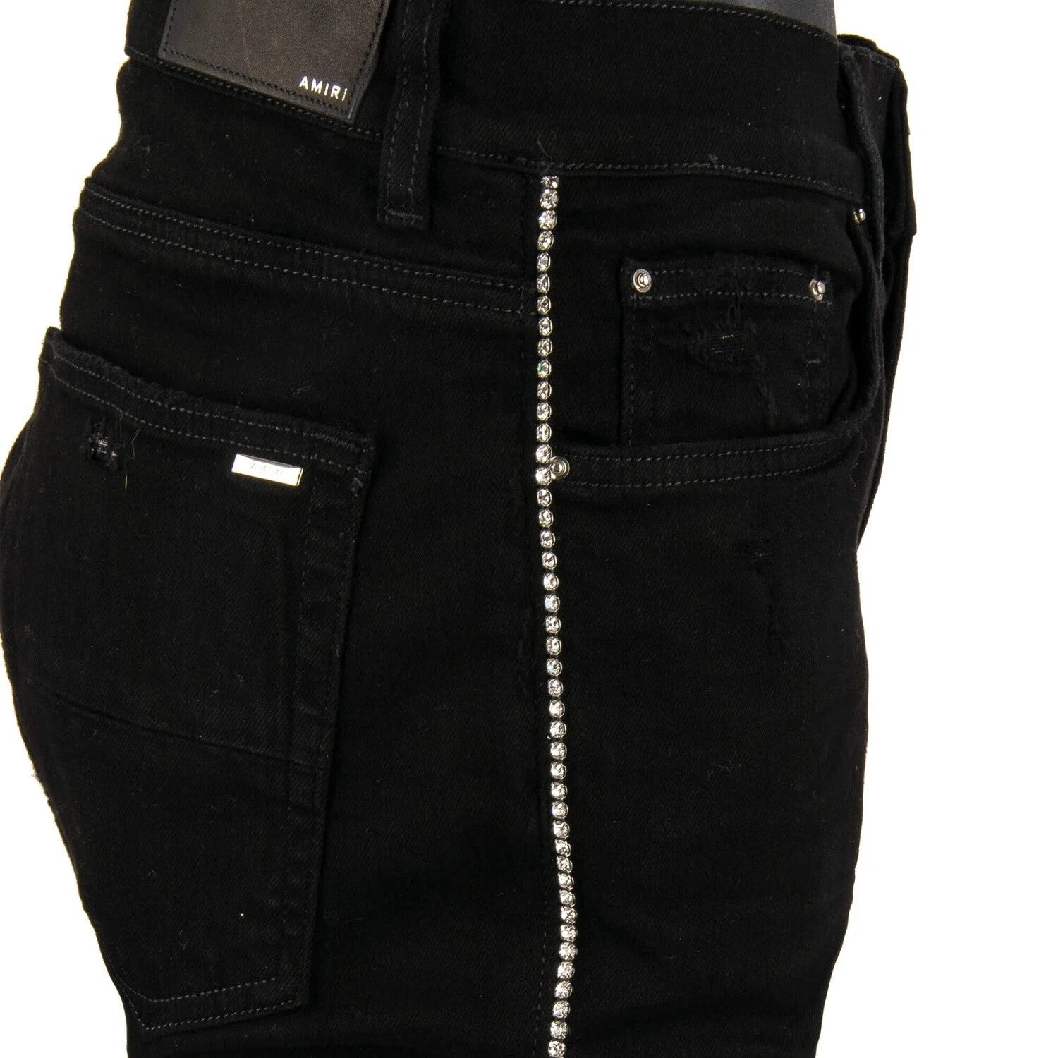 Amiri Crystal Track Denim Jeans- Black Od