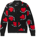Amiri Hearts Intarsia Cardigan Sweater- Black