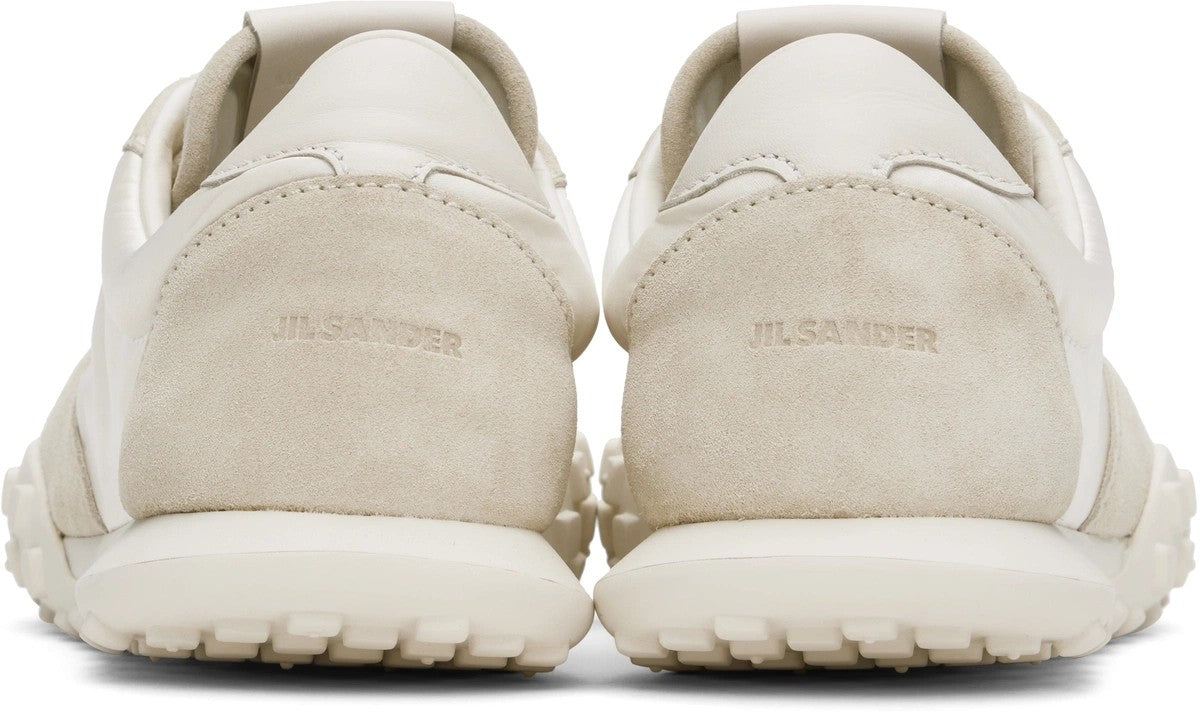 Jil Sander Low-Top Shiny Nylon/Suede Sneakers